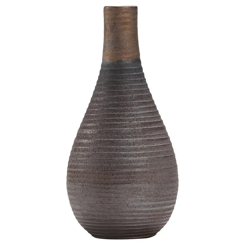 Handmade Minimalist Ceramic Vase – Textured Round Design