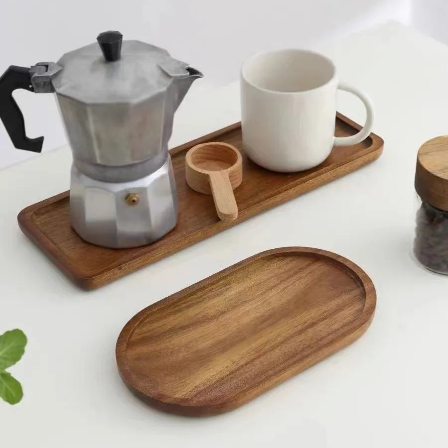 Solid Wood Oval & Rectangular Serving Trays – Minimalist Japanese Style