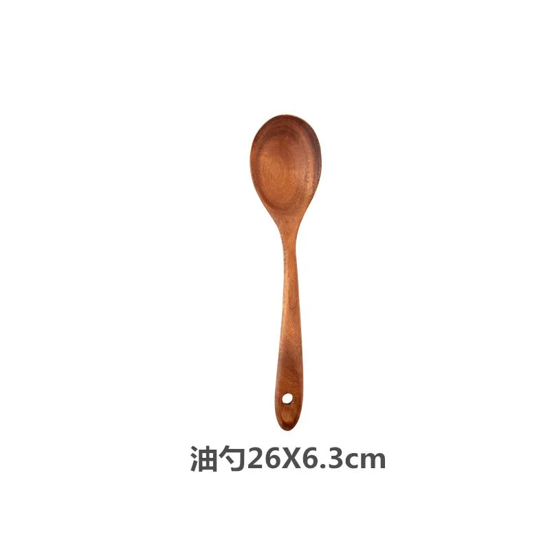 Wooden Spoons For Cooking, Wooden Utensils For Cooking With Utensils Holder, Teak Wooden Kitchen Utensils Set