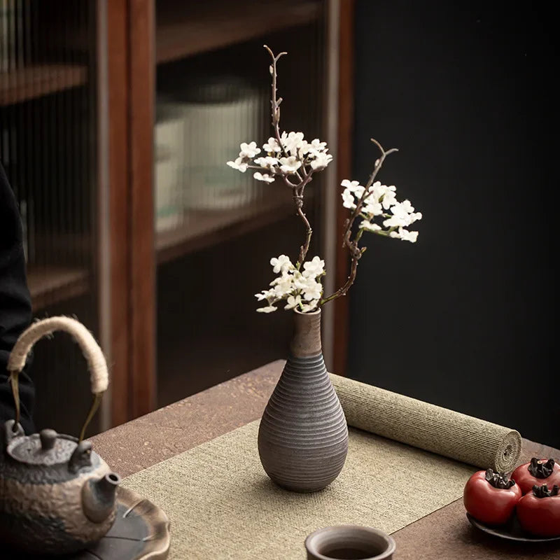 Handmade Minimalist Ceramic Vase – Textured Round Design