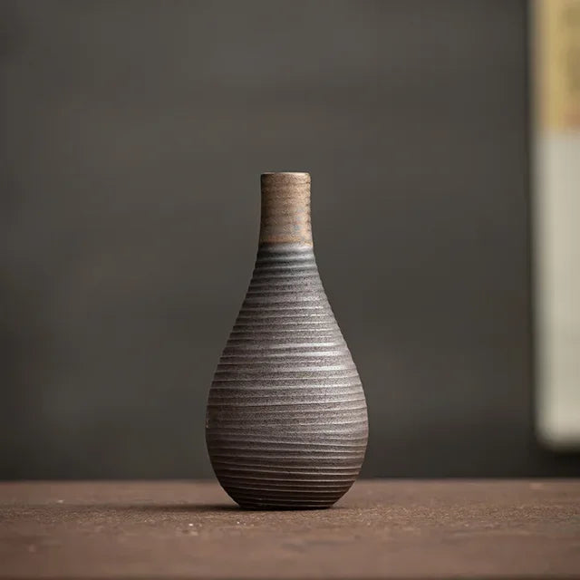 Handmade Minimalist Ceramic Vase – Textured Round Design