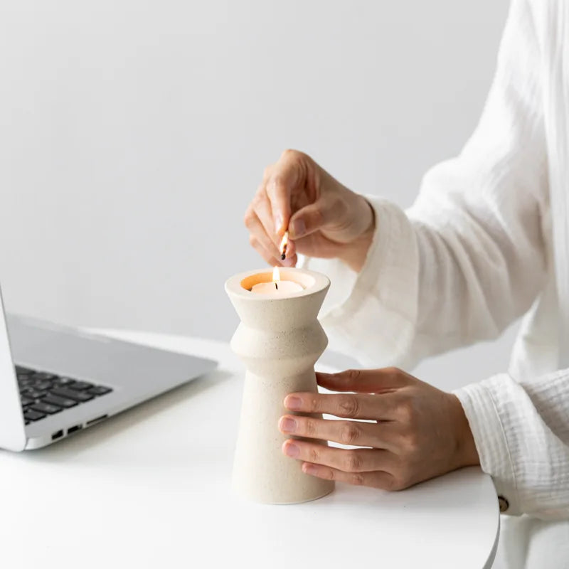Ceramic Candle Holders – Minimalist Wabi Sabi Design
