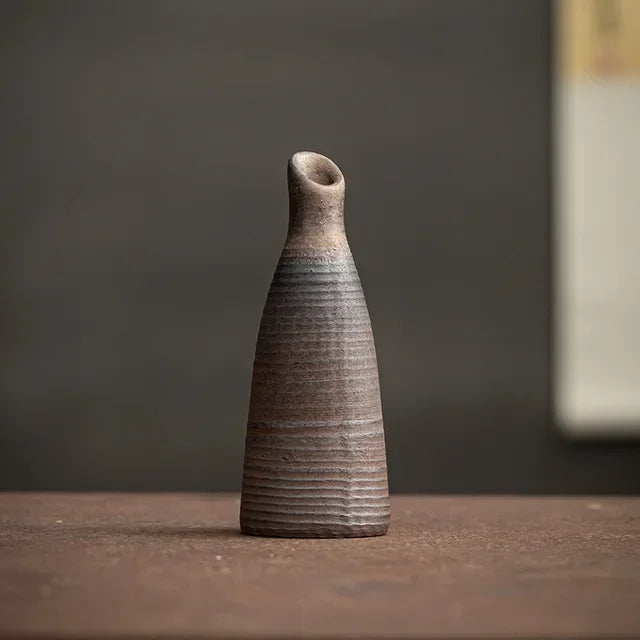 Handmade Minimalist Ceramic Vase – Textured Round Design